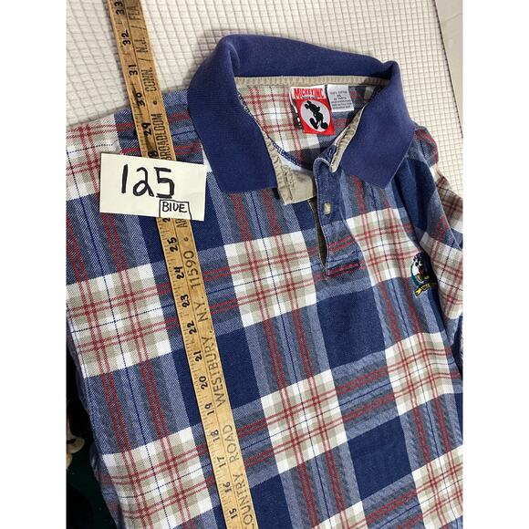 VINTAGE RARE DISNEY STORE POLO SHIRT MENS SIZE XL PLAID MICKEY MOUSE POLO - Picture 5 of 9